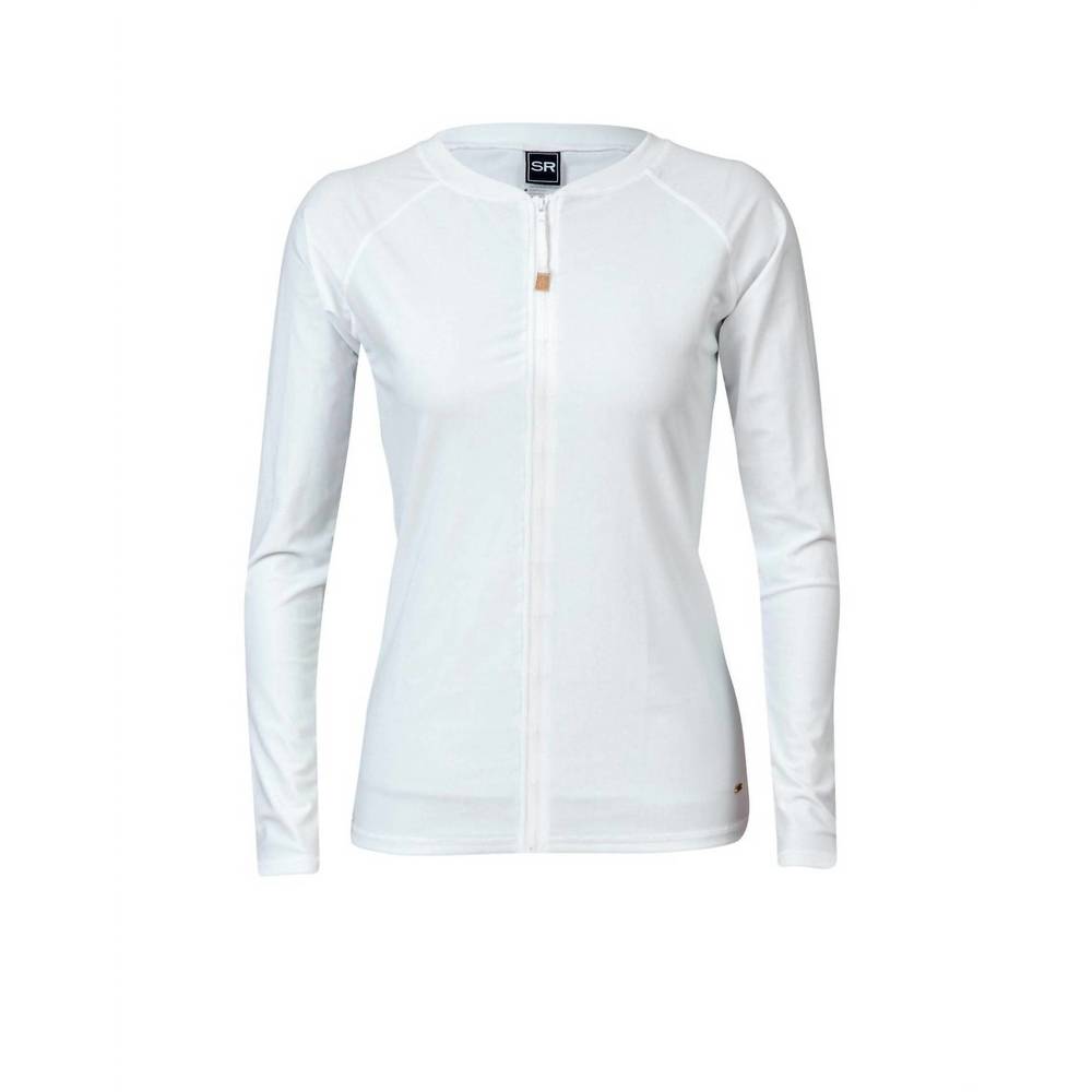 NEW SNAPPER ROCK ladies zip front rash top in white